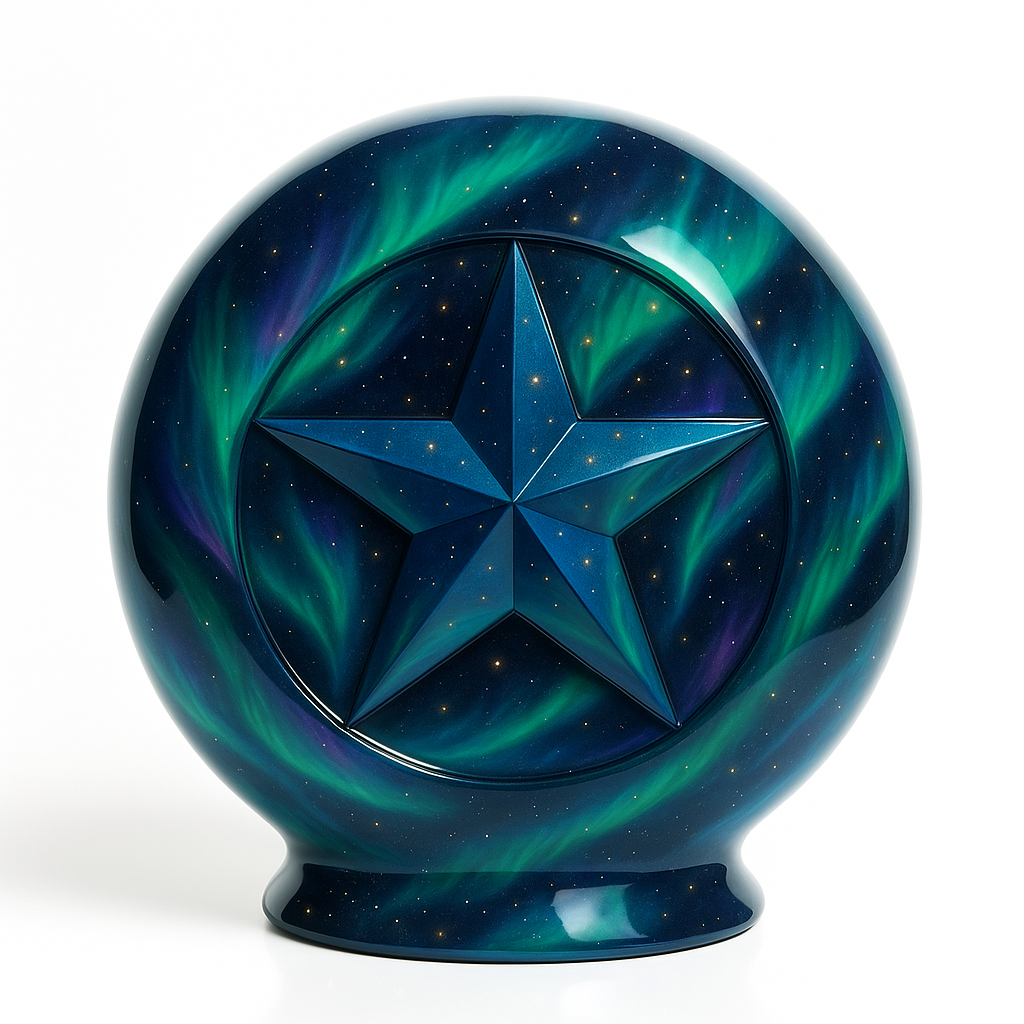 Celestial Urn with Aurora Patterns Celestial Star Aurora Cremation Urn