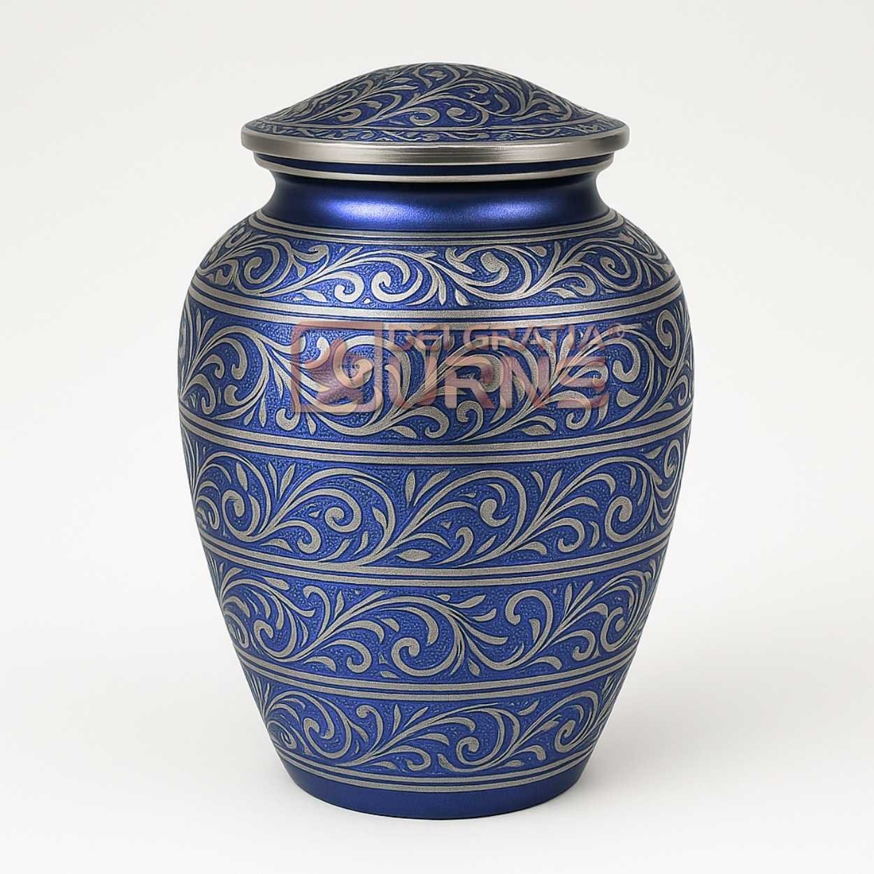 10 Savannah Blue Heritage Cremation Urn – Elegant Hand-Etched Memorial Urn for Ashes