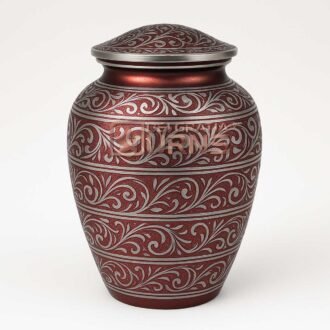 Savannah Burgundy Heritage Cremation Urn – Elegant Hand-Etched Memorial Urn for Ashes