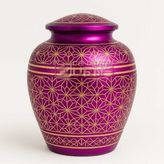 Houston Pink Cremation Urn for Adult Male – Hand-Etched Gold Memorial for Human Ashes