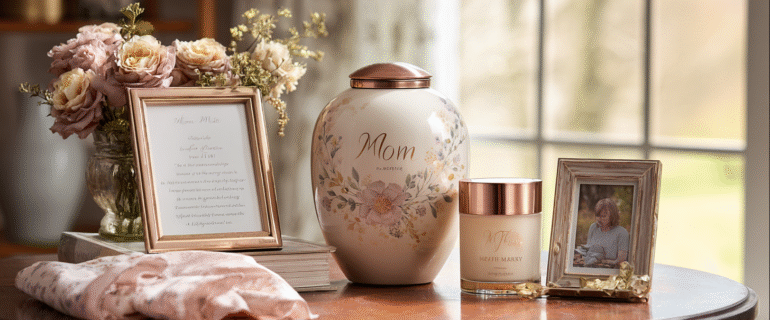 u5422357617_A_peaceful_and_elegant_memorial_display_dedicated_b6d339dd-e6c6-41d3-9dbd-8122740c1c06_1 5 Best Memorial Gifts with cremation Urns and Ashes Keepsakes for Mother’s Day