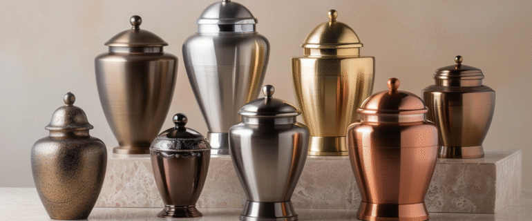 u5422357617_a_symmetrical_display_of_elegant_metal_cremation__56a4974a-e62f-44b2-be0b-6565eb65d247_0 Urns in Classical Antiquity: Greece and Rome's Legacy in Cremation and Ashes Traditions