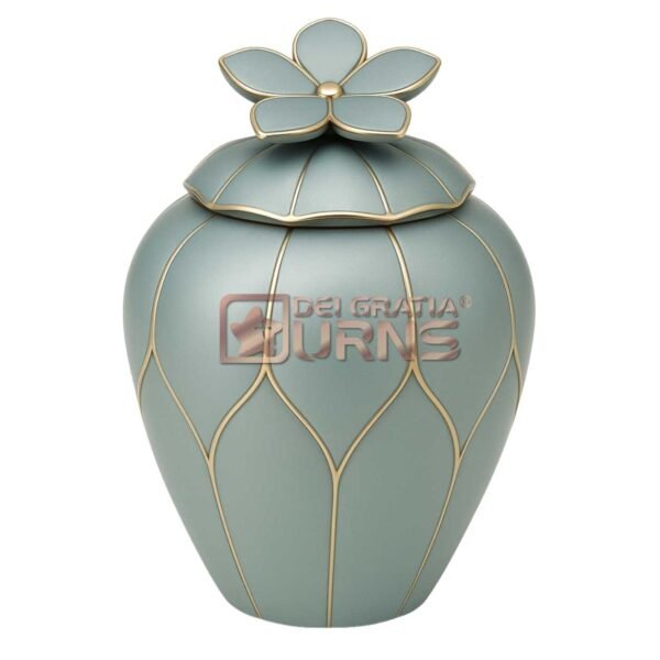 Texas Sage Green Cremation Urn for Adult Male – Elegant Memorial in Gold Detail