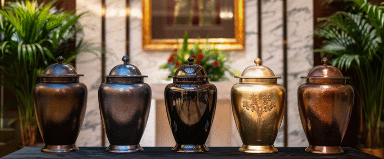 u5422357617_a_front-facing_symmetrical_display_of_luxury_meta_a1208fad-af73-4a11-9a43-31c63c42667a_1 Cremation Urns in Schenectady New York – Urns, Cremation, Ashes Guide by Dei Gratia Urns