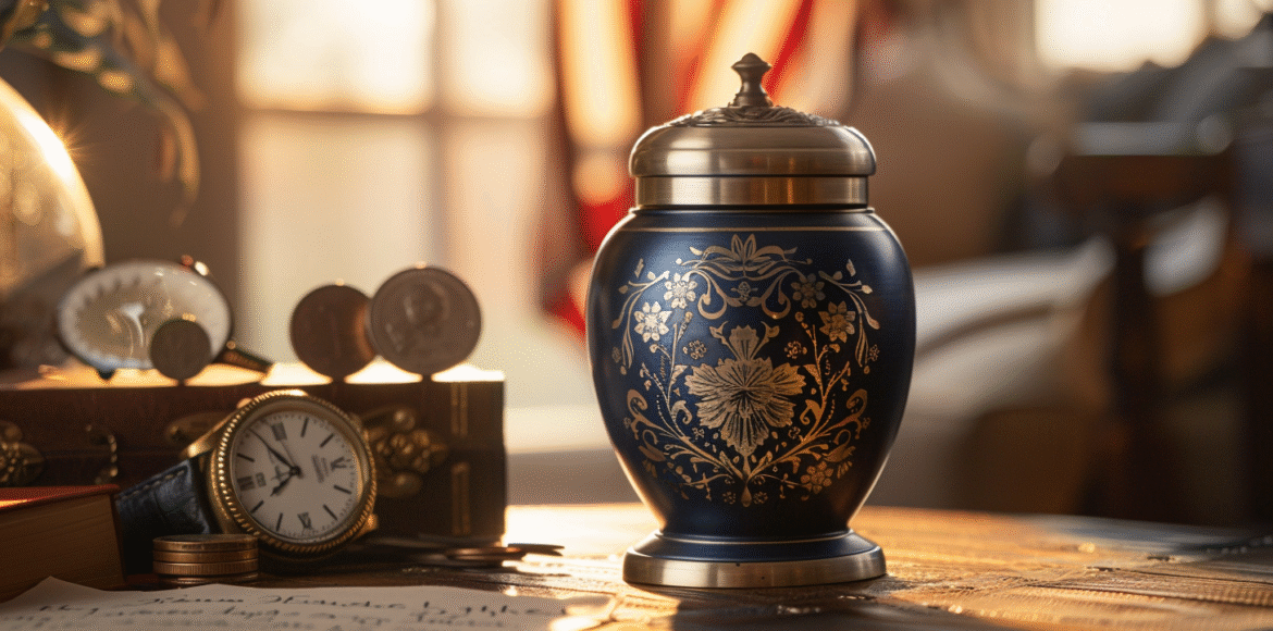 u5422357617_elegant_navy_blue_cremation_urn_made_of_brushed_a_687ff511-d555-4164-82a2-6f45c93ec49a_0 Cremation Urns in Jamestown New York – Dei Gratia Urns Guide to Ashes & Memorials