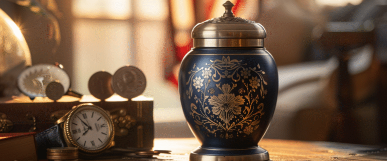 u5422357617_elegant_navy_blue_cremation_urn_made_of_brushed_a_687ff511-d555-4164-82a2-6f45c93ec49a_0 Cremation Urns in Jamestown New York – Dei Gratia Urns Guide to Ashes & Memorials