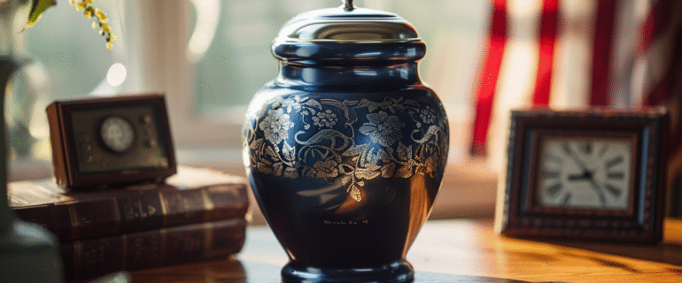 u5422357617_elegant_navy_blue_cremation_urn_made_of_brushed_a_687ff511-d555-4164-82a2-6f45c93ec49a_1 Cremation Urns in Gloversville New York – Memorial Ashes Guide by Dei Gratia Urns