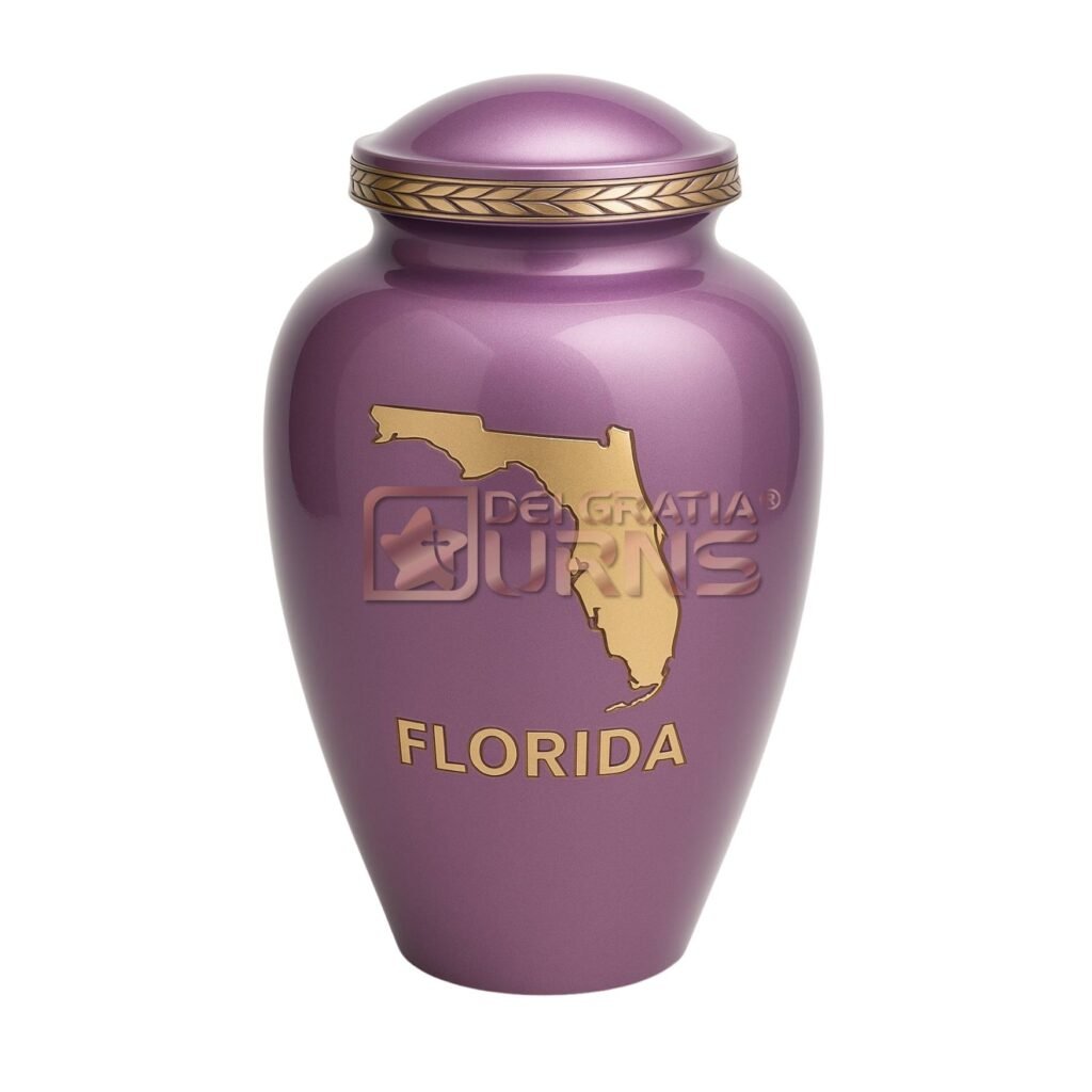 Florida lavender Cremation Urn for Human Ashes Adult Male | Elegant Brass Memorial Urn by Dei Gratia Urns