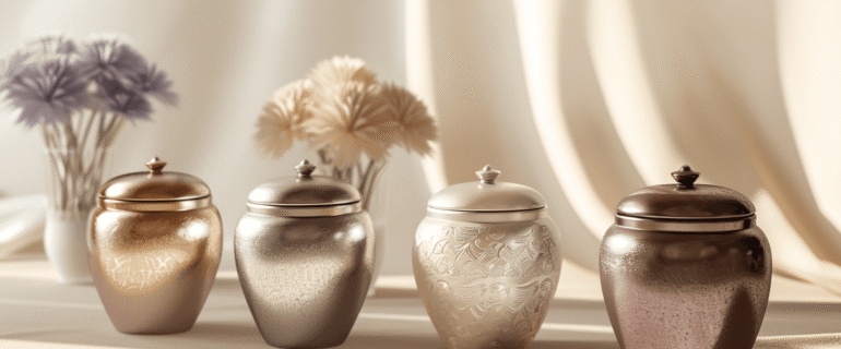 u5422357617_A_collection_of_luxurious_metallic_cremation_urns_1168cf9c-6c95-4c52-8340-c2e60bdfa68e_2 Cremation Urns for Ashes in Branford | Handcrafted Urns & Memorial Options by Dei Gratia Urns