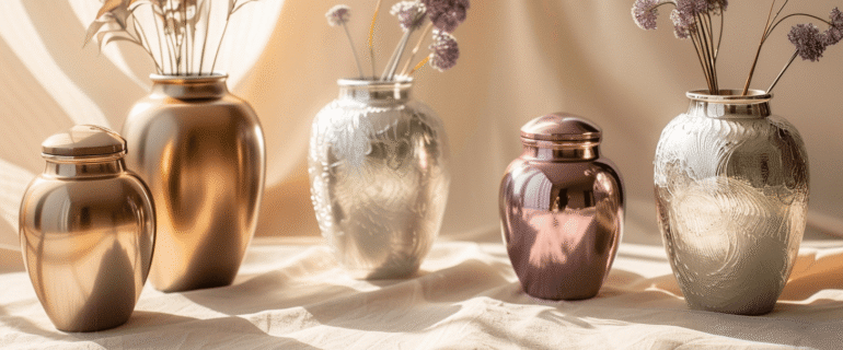 u5422357617_A_collection_of_luxurious_metallic_cremation_urns_6100f117-bbef-4805-9ca2-edce6209f9bc_0 Top Cremation Urns in Esto | Explore the Best Urns for Ashes in Esto