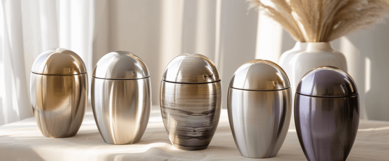 u5422357617_A_collection_of_luxurious_metallic_cremation_urns_a441b27f-f38c-4f53-9620-e7bd44c538f5_1 Cremation Urns for Ashes in Cross City – Beautiful Urns and Keepsakes | Dei Gratia Urns