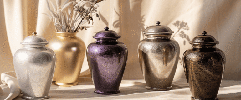 u5422357617_A_collection_of_luxurious_metallic_cremation_urns_e1b4785d-e620-4cae-99ea-69a5e87bc7d4_2 est Cremation Urns in Glen Ridge – Memorialize Your Loved One with the Perfect Urn