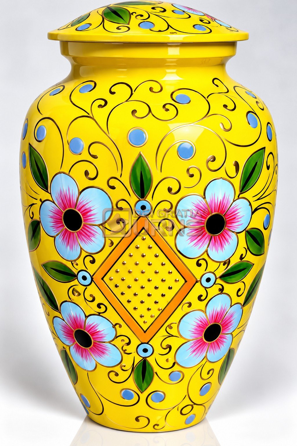 Sunshine Yellow Floral Cremation Urn 1 Sunshine Yellow Floral Cremation Urn