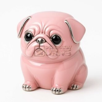 blue pug shaped dog cremation urn for ashes with silver-tone accents