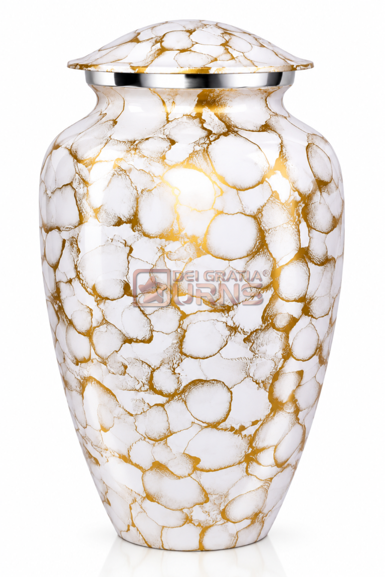 Ivory Gold crystal mosaic adult cremation urn for human ashes