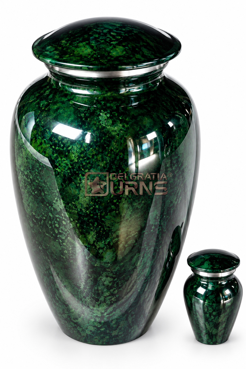 Emerald black marble cremation urn with keepsake for adult ashes