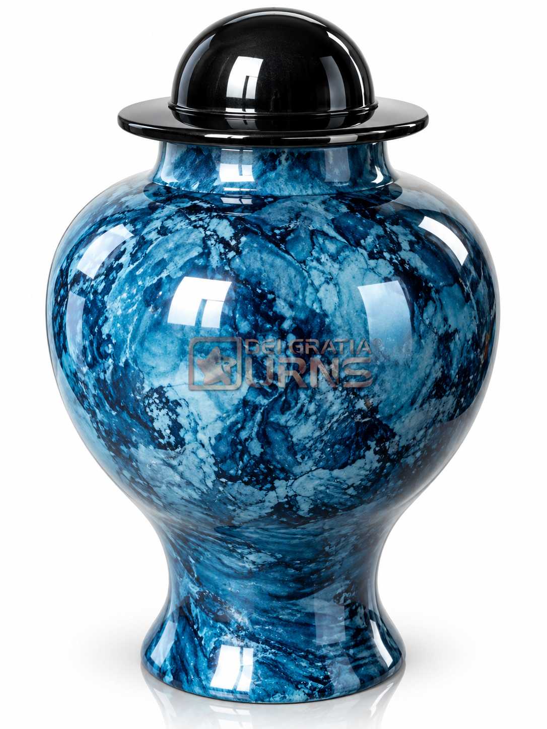 Storm blue marble classic cremation urn for adult ashes