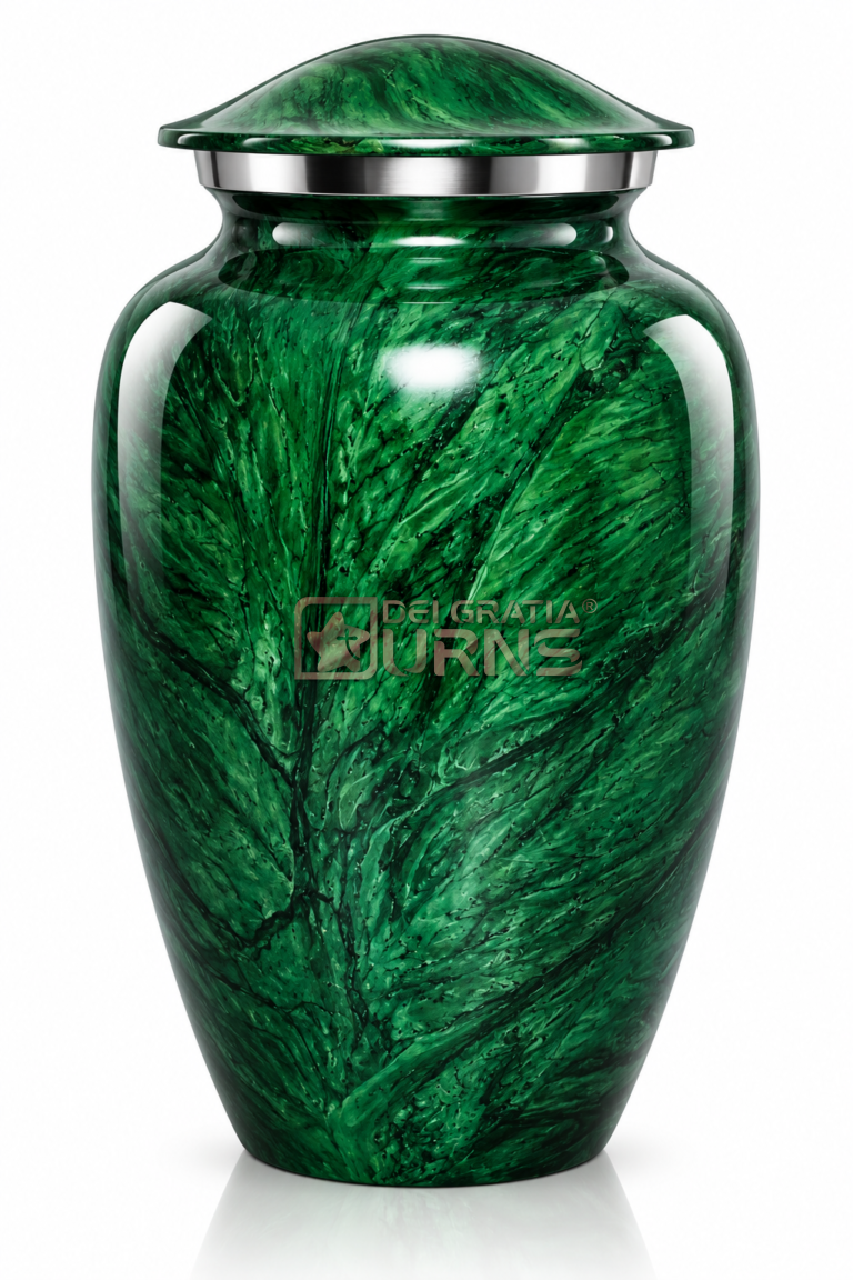 Emerald Green flowing marble adult cremation urn for human ashes