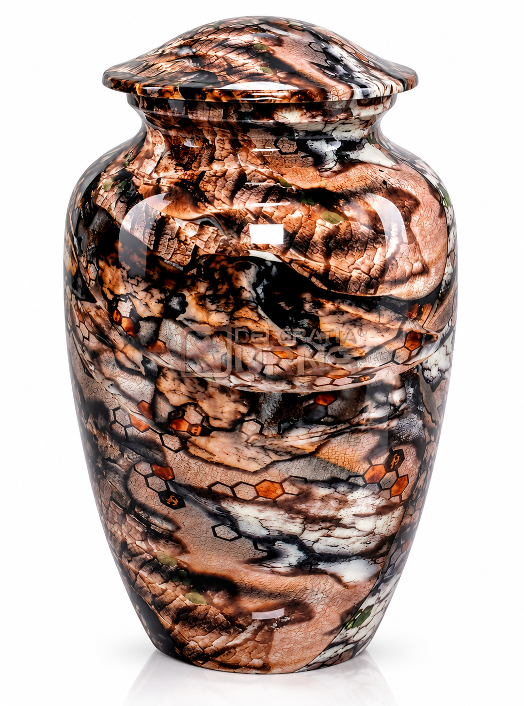 Copper Black Swirl Marble Cremation Urn for adult ashes