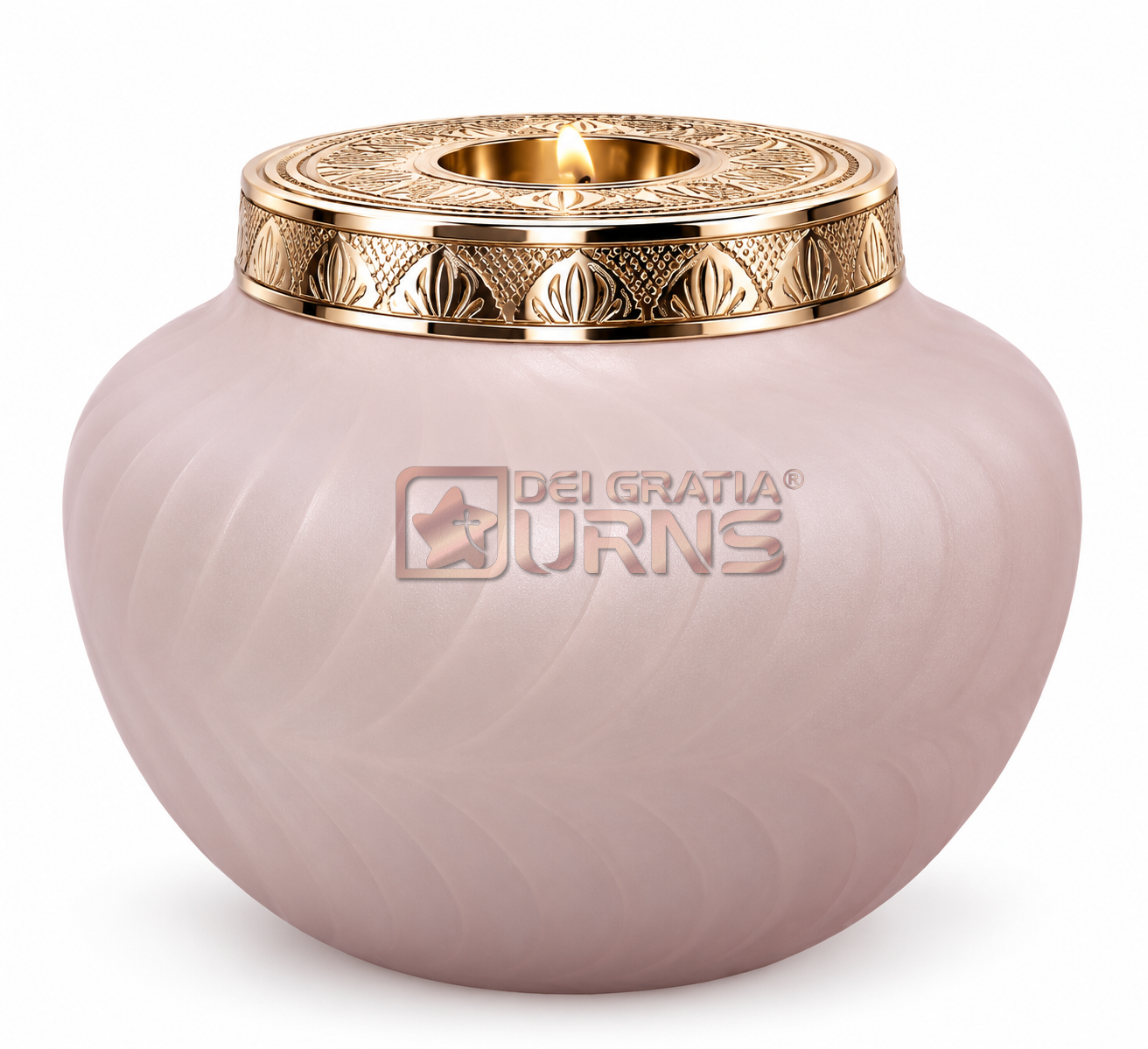 Blush Pink Gold Memorial Candle Cremation Urn for adult ashes