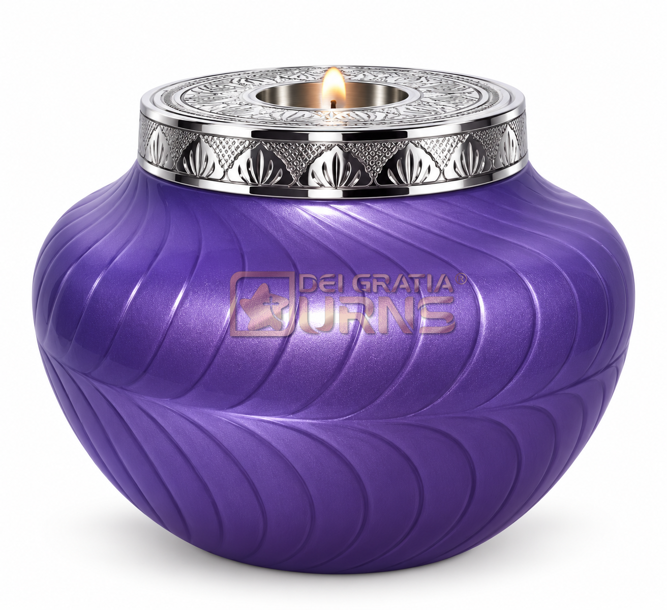 Royal Purple Silver Memorial Candle Cremation Urn for adult ashes