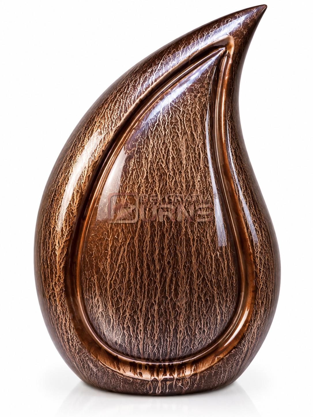 Copper teardrop cremation urn for adult ashes
