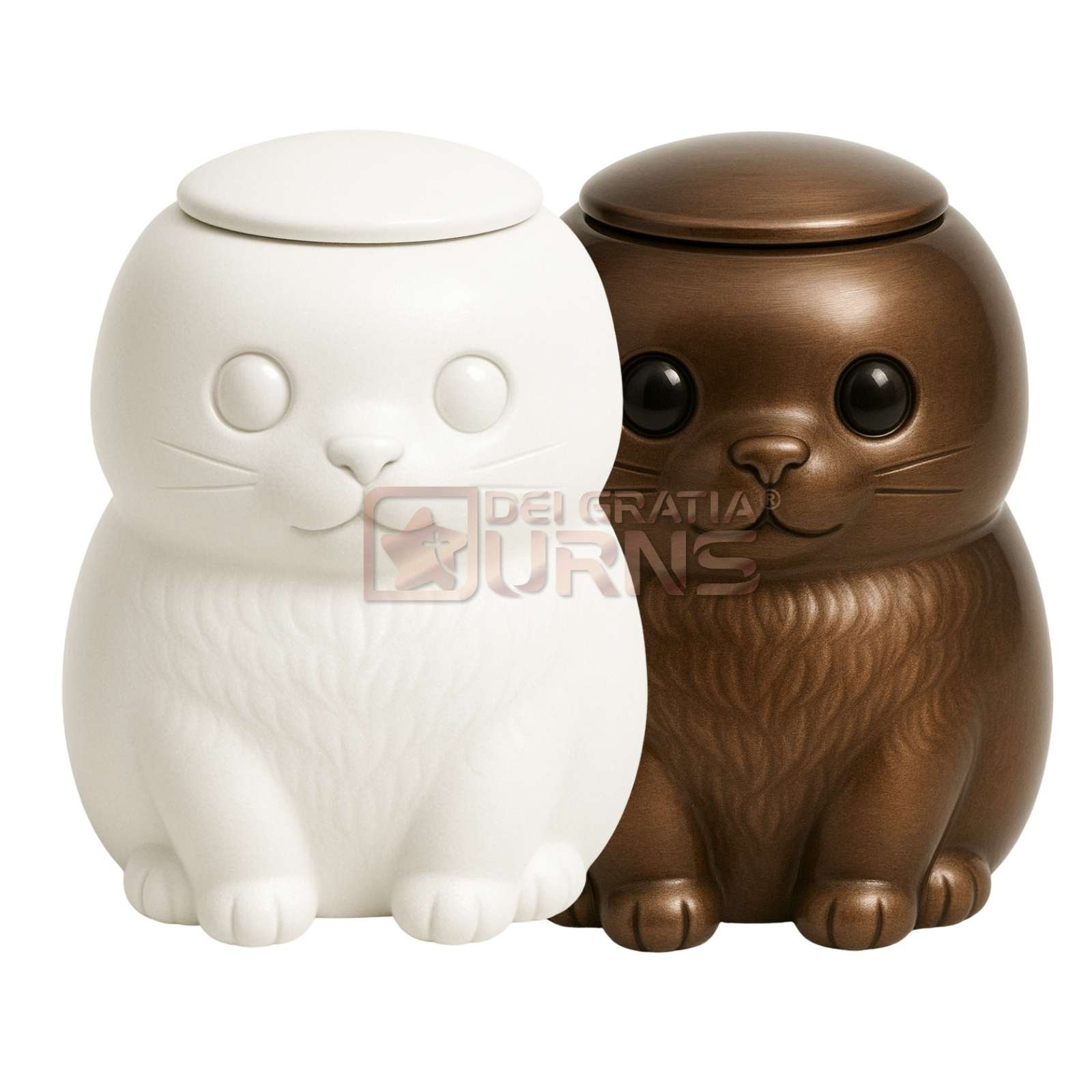 ivory and brown seated cat cremation urn color options for pet ashes