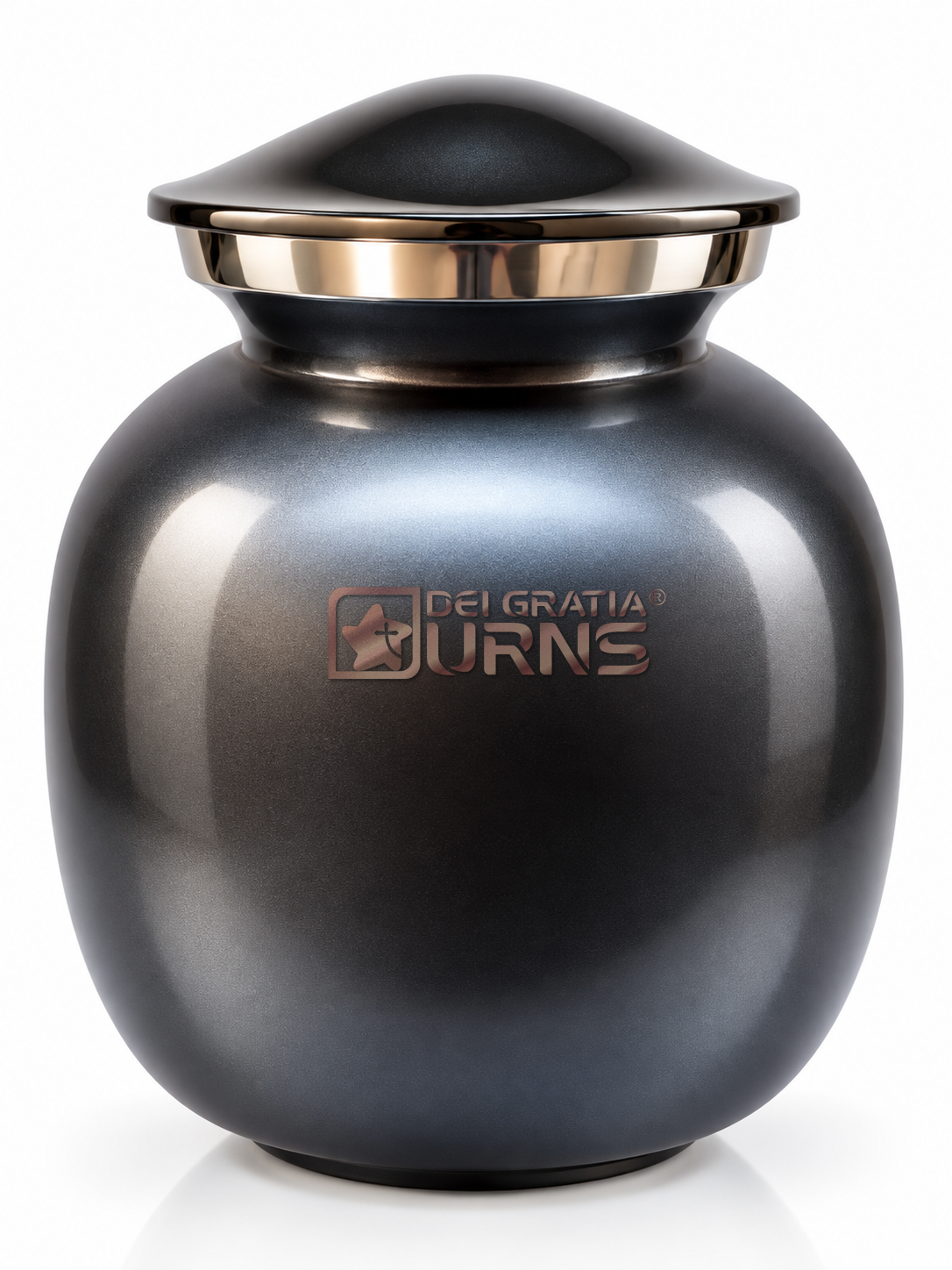 Midnight black modern cremation urn for adult ashes