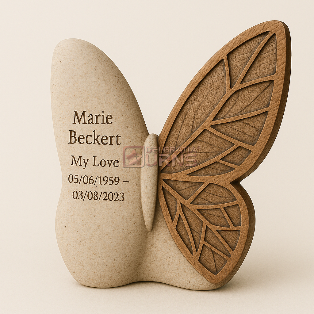 Oakridge Beige Personalized Butterfly Memorial Urn Oakridge Beige Personalized Butterfly Memorial Urn by Dei Gratia Urns