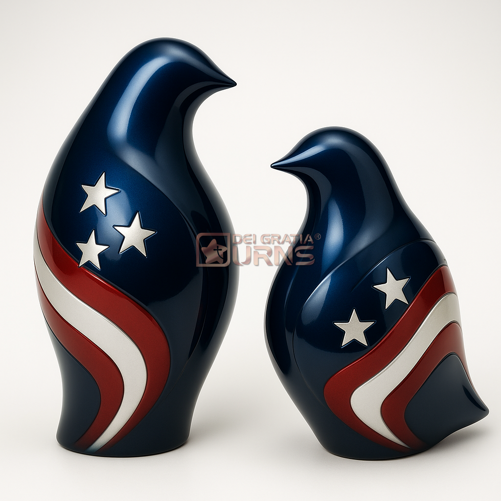 Patriotic Abstract Bird Sculptures Freedom Wing Patriotic Abstract Bird Cremation Urn by Dei Gratia Urns