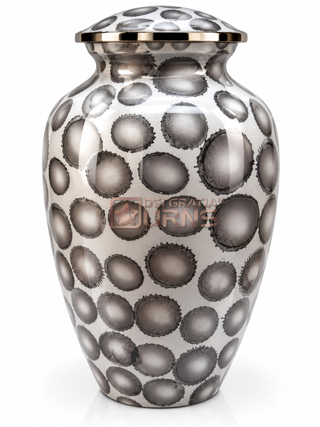 Silver circle pattern cremation urn for adult ashes