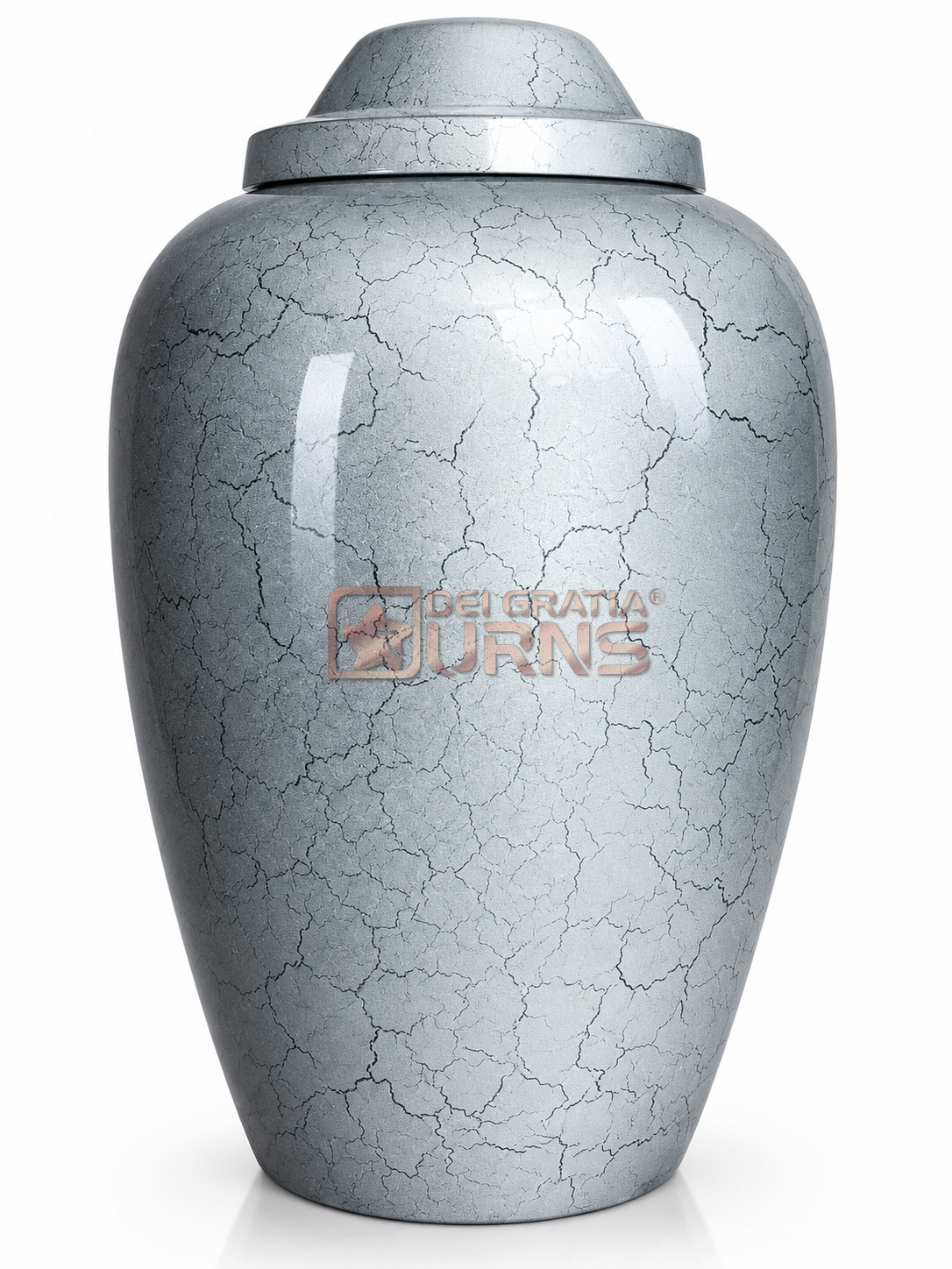 Silver crackle cremation urn for adult ashes
