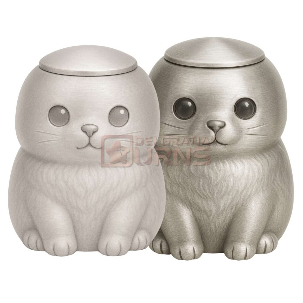 9 Intimate Reasons Why Keepsake Urns for Ashes Offer More Than You Ever Imagined 18 white and silver seated cat cremation urn color options for pet ashes