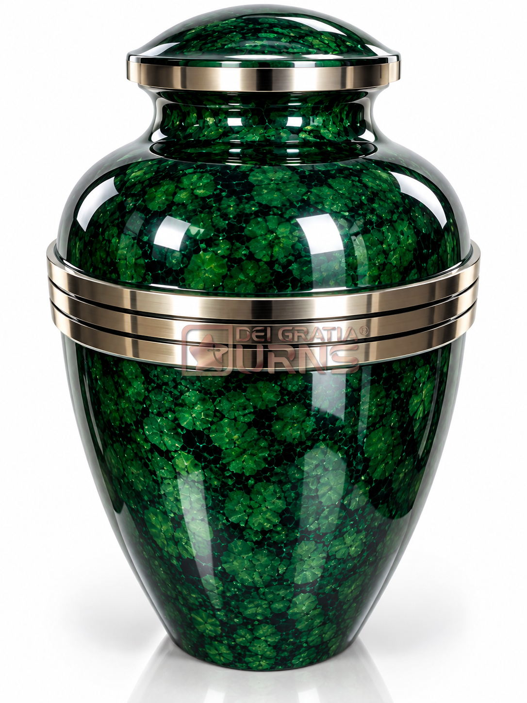 Emerald Marble & Silver Band Cremation Urn 1 Emerald Marble & Silver Band Cremation Urn in emerald green and silver with rounded shoulder and fitted top
